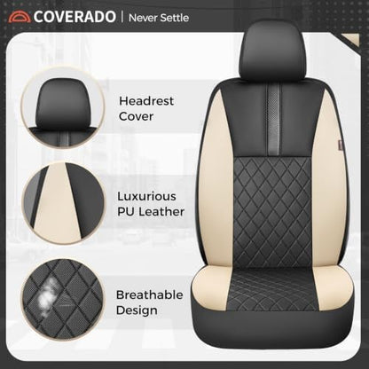 Coverado Car Seat Covers Full Set, Automotive Front and Rear Seat Covers with Backrest, Nappa Leather Car Seat Protectors Waterproof, Universal for Most Vehicles - Image 4