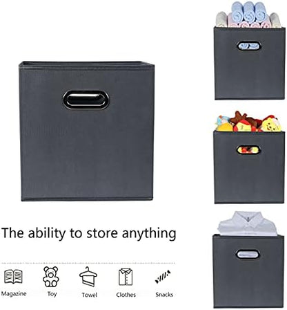 Yunkeeeper storage bins Cubes, Fabric Cube Organizer with Handle, Foldable Cube Bins for Cloth or Accessary Storage, 11x11x11, Set of 6, (Gray) - Image 3
