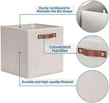 Temary Cube Storage Bins 12 Inch Storage Cubes 4PCs Fabric Organizer Bins Boxes with Handles, Sturdy Collapsible Closet Storage Organizer for Shelf, Bedroom, Cabinet (Beige, 12 x 12 x 12) - Image 3