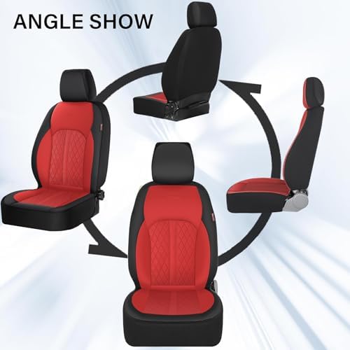 Coverado Universal Leather Seat Covers Front Seats, Front Seat Covers for SUV, Pickup Truck, Sedan, Automotive Vehicle Interior, Waterproof and Durable All Weather Protector，Red - Image 5