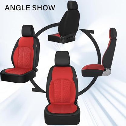 Coverado Universal Leather Seat Covers Front Seats, Front Seat Covers for SUV, Pickup Truck, Sedan, Automotive Vehicle Interior, Waterproof and Durable All Weather Protector，Red - Image 5