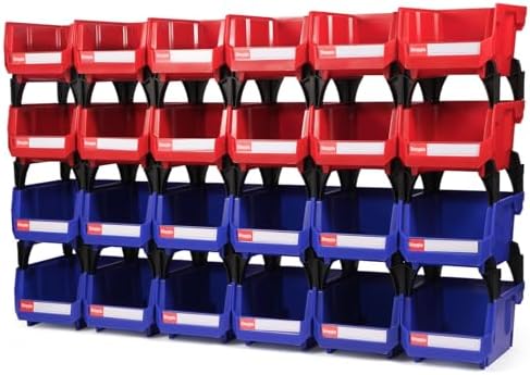 24 Packs Stackable Storage Bins, 5" x 4" x 3" Organizer Bins, by Shineyaplus