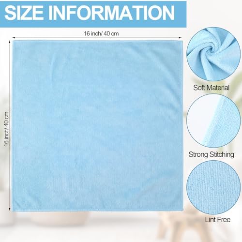 Nuenen Car Microfiber Clean Cloths, Light Blue, 16 x 16 Inch, 60 Pcs - Image 3