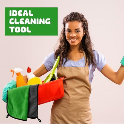 Tallew 50 Pcs Microfiber Towels:16"x16" Microfiber Drying Towels Bulk Micro Fiber Car Cleaning Cloth for Cars Drying Washing Polishing Office Windows Cleaning Household Supplies (Green,Gray) - Image 5