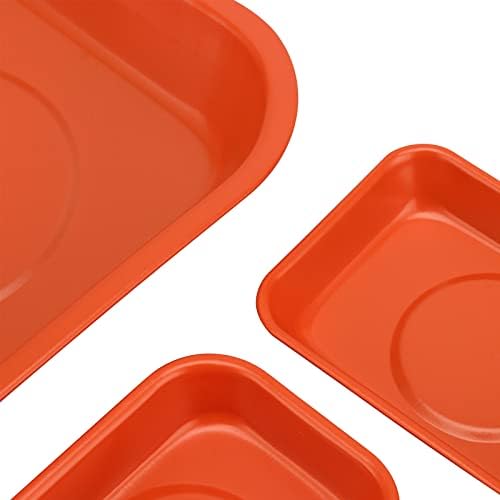 KEILEOHO 10 Packs Magnetic Tray Set, Orange Magnetic Parts Tray Set, Stainless Steel Magnetic Trays, Magnetic Tools Tray for Screws, Nuts, Bolts, Small Parts - Image 3