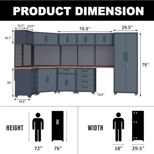 15PCS Corner Garage Storage Cabinet System - Image 3