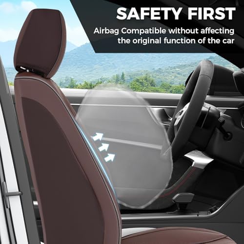 FLORICH Front Car Seat Covers, Leather Seat Covers for Cars, Car Seat Protector Waterproof Breathable, Universal Automotive Seat Covers, Front Car Seat Cover Fit for Most Sedans SUV Pick-up Truck - Image 4