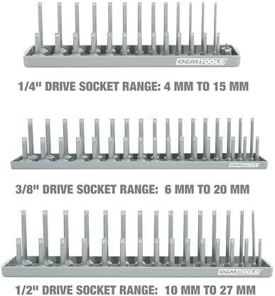 OEMTOOLS 22413 6-Pc SAE & Metric Socket Tray Set for Sizes 1/4", 3/8”, 1/2" - Image 6