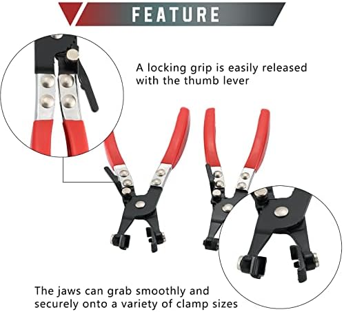 4Pcs Hose Clamp Plier Set, Including 2Pcs Cross Slotted and Flat Band Hose Hose Clamp Plier with 2Pcs Hose Removal Hook Set Perfect for Hose Installations of Low Radiators - Image 4
