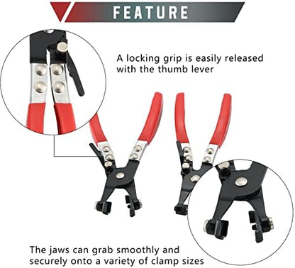 4Pcs Hose Clamp Plier Set, Including 2Pcs Cross Slotted and Flat Band Hose Hose Clamp Plier with 2Pcs Hose Removal Hook Set Perfect for Hose Installations of Low Radiators - Image 4