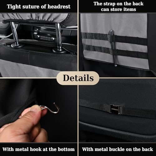 Coverado Car Seat Covers Front, Canvas Universal Seat Covers for Cars, 2-Pack Car Seat Cushions, Auto Seats Protectors for Kids & Dogs, Driver Seat Covers Fit for Most Vehicles Trucks SUVs/Gray - Image 3