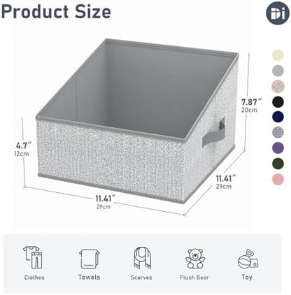 DIMJ Closet Storage Bins - Fabric Storage Baskets for Shelves, Collapsible Closet Organizers and Storage with Handles, Trapezoid Shelf Organization Storage Cubes for Purse, Toys, Books, Towel, Socks - Image 2