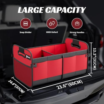 Sposuit Trunk Organizer for Car - 70L Collapsible Sturdy Car Storage, Red - Image 2