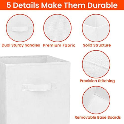 Criusia Storage Cubes - 11 Inch Heavy Duty Fabric Storage Bins for Shelves Closet Cube Organizer - 8 Pack Collapsible Cube Storage Bins Baskets for Clothes Blankets Toys - Nursery Organization (White) - Image 3