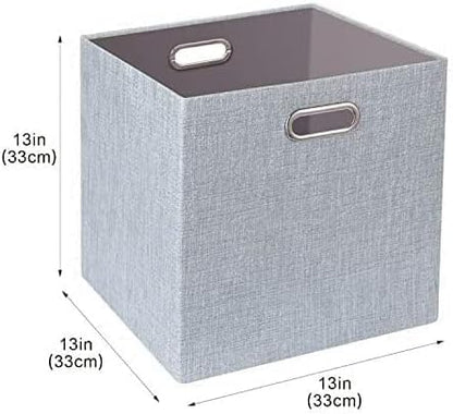 Thicker Fabric Storage Cubes 13 inch Collapsible Storage Bins for Organization, Cubby Storage Boxes for Organizing Shelf Cabinet Bookcase, 2pcs, Sliver Grey - Image 3