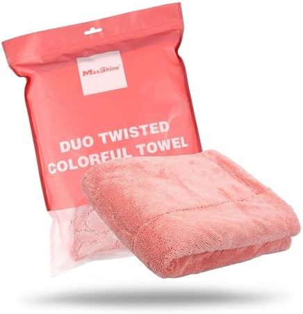 Maxshine 24" x 36" Universal Pink Car Drying Towel – 1200 GSM Rinse-Free Double-Sided Microfiber – Plush, Super Absorbent Towel for Car Wash & Detailing by Maxshine