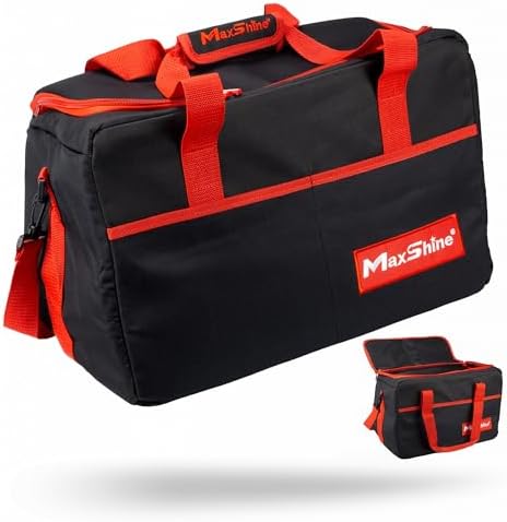 Maxshine Car Detailing Organizer Bag Tote | Black 600D Oxford Fabric, Water-Resistant & Lightweight | Professional Auto Detailing Tool Bag with Multiple Pockets for Car Care & Garage Storage by Maxshine