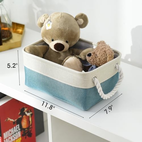 Organization and Storage Basket for Organizing - 12X8X5.2 inch 6 Pack Fabric Cube Storage Bin Collapsible Baskets for Shelves, Storage Box for Cloth Decorative room (White & Green) - Image 6