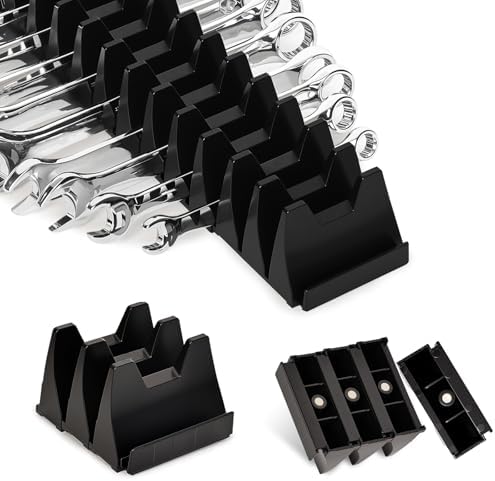 24 pcs Magnetic Modular Wrench Organizer Wrench Holder - Wrenchs Tool Organizers for Tool Drawer Storage, Wrenchs Rack with Metric SAE Labels, Tool Storage Set Holder Festival for Mechanics by Monliful