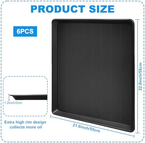 6 Pack Large Auto Oil Drain Pan - 22' Plastic Oil Catch Pan for Cars & Machinery - Image 2