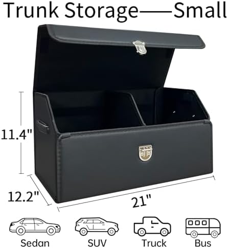 Trunk Organizer for Car,Trunk Organizer for SUV & Sedan,With Lid,Multi-Functional,Foldable Cargo Stotage Box - Black - Small - Image 2