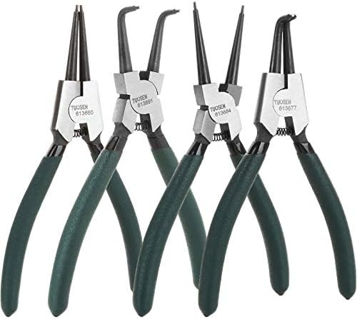 4 Piece 7 Inch Internal/External Snap Ring Pliers Set Heavy Duty Circlip Pliers Kit Straight/Bent Jaw Pliers for Ring Remover Retaining and Remove Hoses by FWEEK