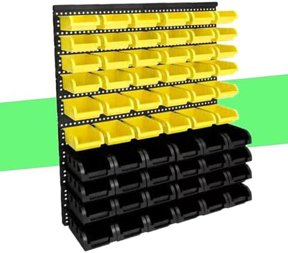 60Pcs Plastic Wall Mounted Storage Bins Parts Rack Nuts And Bolt Bins Organizer For Shop Garage for Screws, Nuts, Bolts, Nails, Beads, and Small Hardware Parts (YELLOW+BLACK, 60) by Unknown