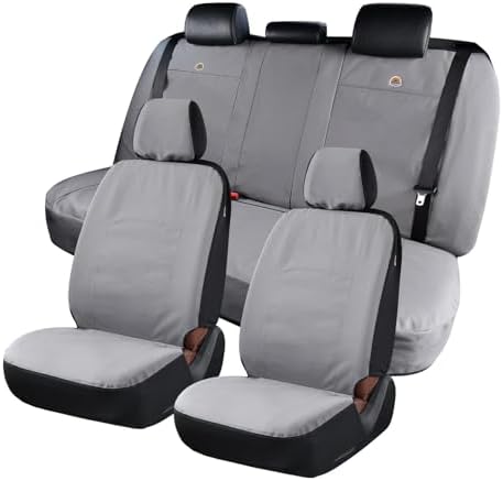 Coverado Car Seat Covers Front, Canvas Universal Seat Covers for Cars, 2-Pack Car Seat Cushions, Auto Seats Protectors for Kids & Dogs, Driver Seat Covers Fit for Most Vehicles Trucks SUVs/Gray - Image 5