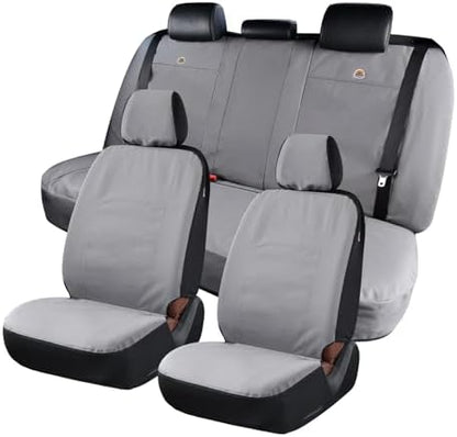 Coverado Car Seat Covers Front, Canvas Universal Seat Covers for Cars, 2-Pack Car Seat Cushions, Auto Seats Protectors for Kids & Dogs, Driver Seat Covers Fit for Most Vehicles Trucks SUVs/Gray - Image 5