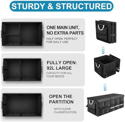 92L Large Collapsible Trunk SUV Organizer with Cover - Image 6