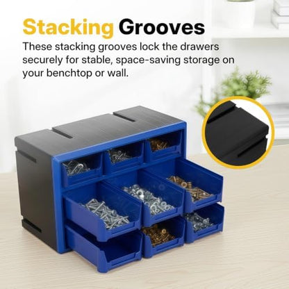 NORTHSKY Stackable Parts Organizer & Storage Cabinet with 9-Drawer, Smooth-Glide Hardware Tool Box with Easy-Pull Tabs, Durable Plastic Component Case for Screws, Beads, and Craft Supplies - Image 5