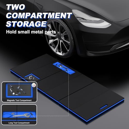 22.8" Wide Mechanic Mat Foldable EVA Kneeling Pad with Magnetic Tool Slots - Image 3