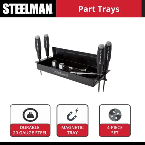 Steelman Non-Marring Magnetic Tool/Parts Storage Trays for Rolling Toolboxes, Durable Steel, 4-Piece Set - Image 5
