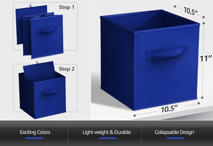 Sorbus Fabric Storage Cubes, 6-Pack Foldable Bins (11 Inch, Royal Blue) - Image 3