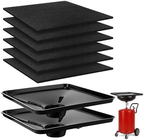 2Pcs Transmission Drain Pan for Oil Drains with 6Pcs 22’’ Oil Splash Pad by Saillong