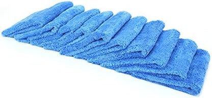 Autofiber Korean Plush Premium Edgeless Microfiber Detailing Towels - Pack of 10, Blue (16 inch x 16 inch) by Autofiber