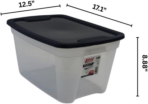 Edge Plastics Classic Storage Tote, durable storage in for home or garage with secure snap lid designed for stacking (6, Clear with Ink Lid, 5 Gallon) - Image 5