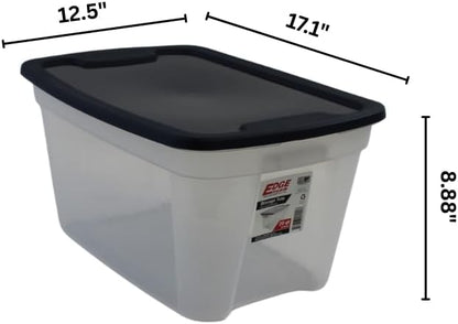 Edge Plastics Classic Storage Tote, durable storage in for home or garage with secure snap lid designed for stacking (6, Clear with Ink Lid, 5 Gallon) - Image 5