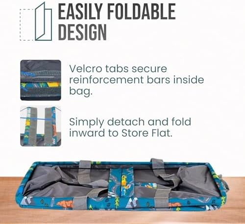 Extra Large Utility Tote Bag - Oversized Collapsible Reusable Wire Frame Rectangular Canvas Basket With Two Exterior Pockets For Beach, Pool, Laundry, Car Trunk, Storage - Camping - Image 6