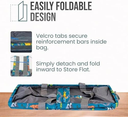 Extra Large Utility Tote Bag - Oversized Collapsible Reusable Wire Frame Rectangular Canvas Basket With Two Exterior Pockets For Beach, Pool, Laundry, Car Trunk, Storage - Camping - Image 6