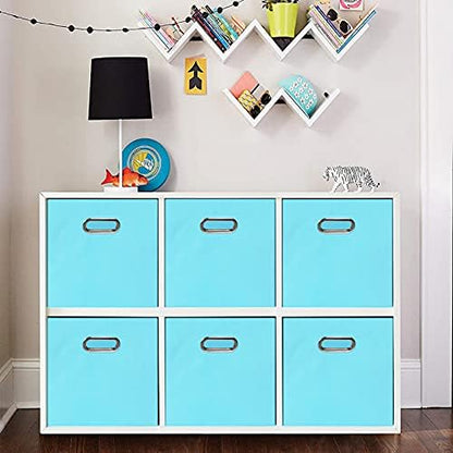 Yunkeeeper storage bins Cubes, Fabric Cube Organizer with Handle, Foldable Cube Bins for Cloth or Accessary Storage, 11x11x11, Set of 6, (Blue - Image 6