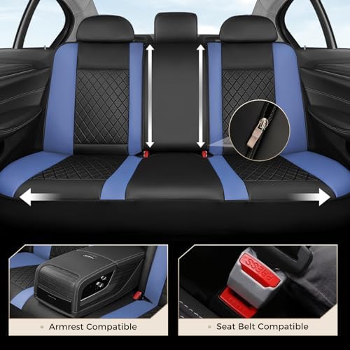 Coverado Car Seat Covers Full Set, Automotive Leather Seat Covers for Car，Universal Fit Front Back Seat Cover, Non-Slip Waterproof Breathable Car Seat Protector - Image 6