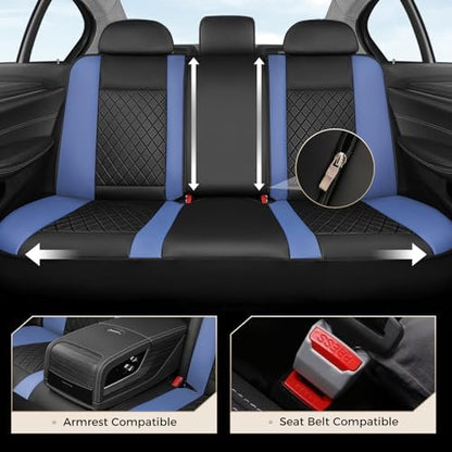 Coverado Car Seat Covers Full Set, Automotive Leather Seat Covers for Car，Universal Fit Front Back Seat Cover, Non-Slip Waterproof Breathable Car Seat Protector - Image 6