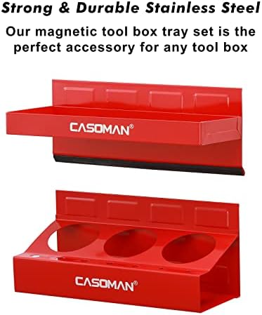 CASOMAN 4PCS Red Magnetic Toolbox Shelf, Tray, Paper Towel Holder, Variety of Use, Durable, Magnets Any Metal Surface - Image 4