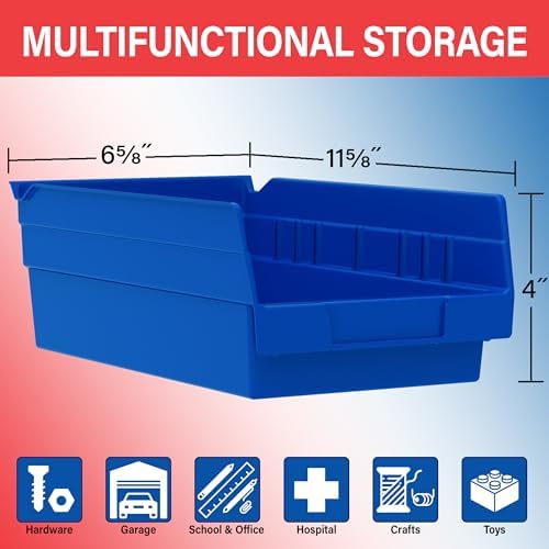 Akro-Mils 30130 Heavy Duty Plastic Shelf Bins, 12"x 6.5"x 4", Red, 12-Pk - Image 3