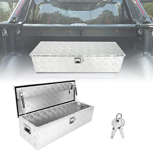 BLACKHORSE-RACING 39 x 13 x 10 Inch Aluminum Truck Trailer Tool Box Chest Box Pickup Underbody Truck Bed Storage Toolbox RV Storage Organizer with Side Handle, Lock & 2 Keys - Silver by BLACKHORSE-RACING