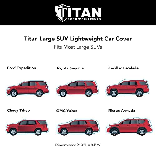 Titan Jet Black Poly 210T Car Cover for Large SUV 207-212" Waterproof, UV Protection, Scratch Resistant, Driver-Side Zippered Opening. Fits Escalade, Sequoia, Yukon and More. - Image 5