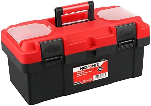 MAXPOWER Tool Box 16 inch, Plastic Small Tool Box with Latch Removable Tray by MAXPOWER