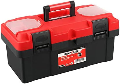 MAXPOWER Tool Box 16 inch, Plastic Small Tool Box with Latch Removable Tray by MAXPOWER