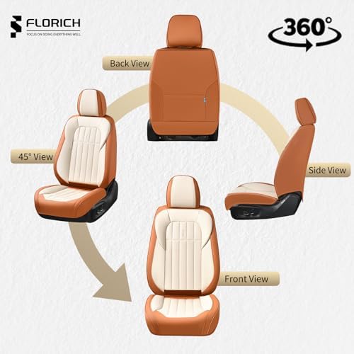 FLORICH Front Car Seat Covers, Leather Seat Covers for Cars, Waterproof Car Seat Protectors 2 Pack, Front Seat Covers for Cars, Automotive Seat Protector Fit for Most Cars SUV Truck - BrownBeige - Image 6
